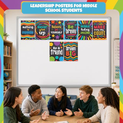 Sproutbrite 8 Pack 12”x16” Educational Motivational Posters for Classroom - color: Motivational