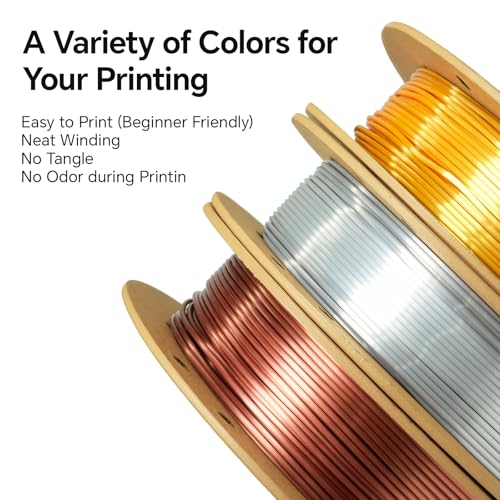 Geeetech Silk PLA 3D Printer Filament, 1.5KG Metallic Silver+Copper+Gold - color: 1.5kg Silk Silver+copper+gold