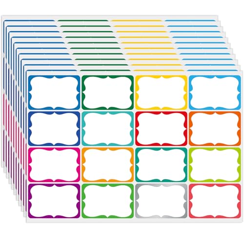 400 Pcs Name Tag Stickers, 3"x 2", 16 Colorful Name Tags, Name Labels for School, Classroom, Office and Home - Multicolour - color: Rainbow