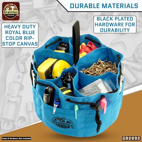 Graintex 18 Pockets Grab Bag Rip-stop Canvas Drawstring Closure, Small Part Organizer Pouch, Small Tools, Screws, Parts, Parachute Tool Bag for Efficient Storage - Royal Blue - color: Royal Blue