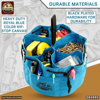 Graintex 18 Pockets Grab Bag Rip-stop Canvas Drawstring Closure, Small Part Organizer Pouch, Small Tools, Screws, Parts, Parachute Tool Bag for Efficient Storage - Royal Blue - color: Royal Blue