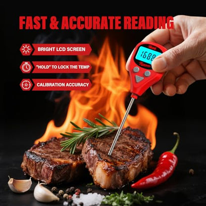 AWLKIM Dual Probe Meat Thermometer, Instant Read + Oven Probe Alarm, USB-C