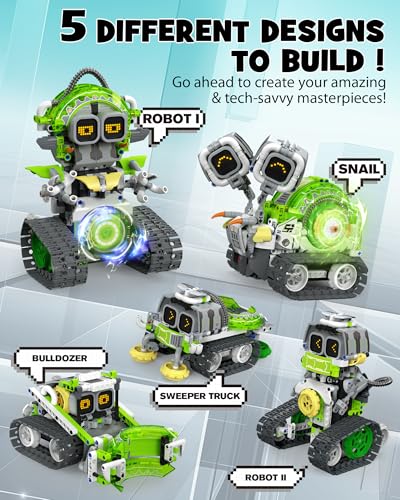 Opmind 5-in-1 STEM RC Robot Building kit, 478Pcs App Coding, Boys Age 6-12 - size: 478 Pieces