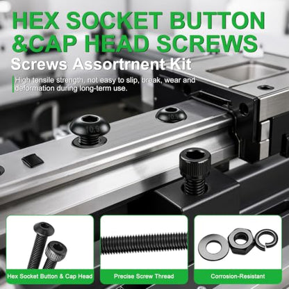 Twidec/1002PCS M3 Screws Assortment Kit,Hex Socket Button & Cap Head Screws - color: 1002PCS
