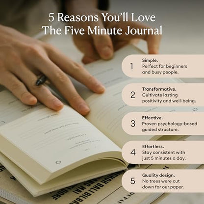 Intelligent Change The Five Minute Journal, Original Daily Gratitude 2025, Reflection Manifestation for Mindfulness, Undated Daily with Gold Foiling, Plastic-Free, Green - color: Earth Green