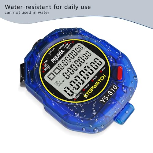Stopwatch Timer Multi Splits/Laps Digital Stop-Watch for Sports - color: Blue