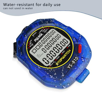 Stopwatch Timer Multi Splits/Laps Digital Stop-Watch for Sports - color: Blue