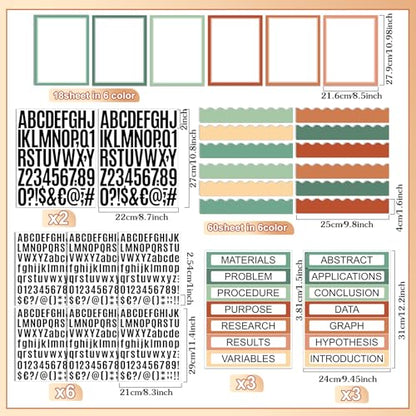 Sinload 92 Pcs Science Fair Board Supplies 60 Trim Scalloped Poster Boards 18 Presentation Subtitles 6 Project Titles 8 Letter Sticker for Classroom Display Boards(Boho Color,Wave) - color: Boho Color, style: Wave