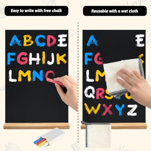 NEBURORA 2 Pack 5 x 7.9 Inches Tabletop Small Chalkboard Sign with Wood Base Reusable Double-Sided Message Boards Menu Chalkboard Stand for Kitchen Wedding Coffee Shop bar Restaurant - size: 5"W x 7.9"H (Pack of 2)