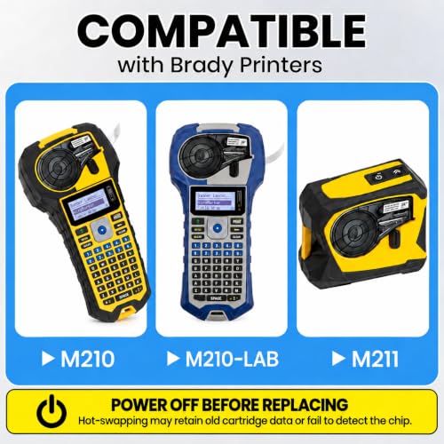 1 Pack Compatible with Brady M21-500-595-WT Label, Black/White, 0.5" x 21' - color: Black-on-white, size: 0.5" X 21'