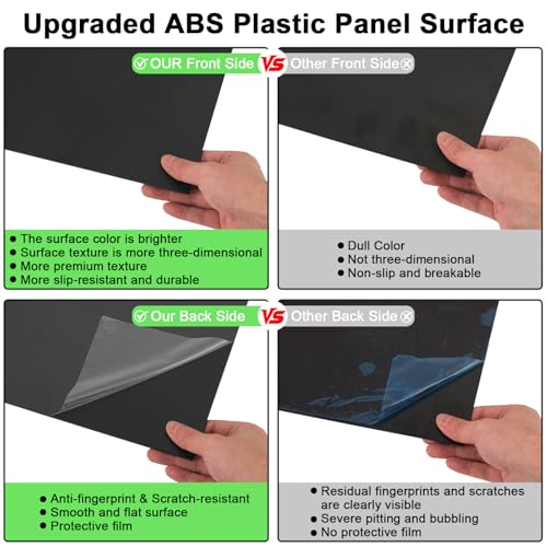 4Pack Black ABS Plastic Sheet 10" x 14" x 1/8" Thick Black Rigid Thermoplastic Sheet (Upgrade Surface) 3MM Flexible High Tensile ABS Moldable Plastic Panel for Crafts, DIY, Signs - color: Black, size: 10" x 14" x 1/8"
