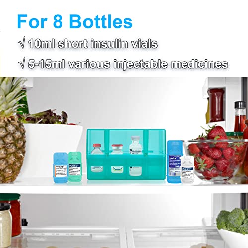 8-Holes Medication Vial Storage Box for Fridge, Insulin Vial Holder Organizer Case Fits Various 5ml-15ml Injectable Medicines Vials - Green - color: Green