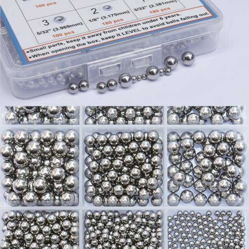 760 PCS Stainless Steel Precision Balls, Bearing Ball 6 Sizes Assortment
