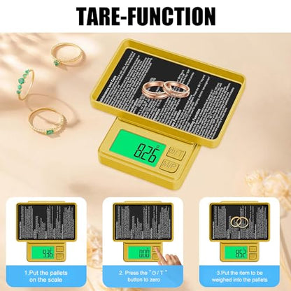 1000g Gram Scale, Diyife 0.01g Precision Pocket Scale with Backlit LCD - color: Gold