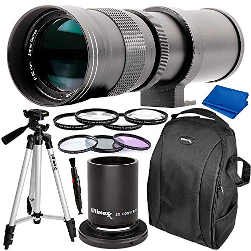 Ultimaxx 420-800mm (w/Converter 840-1600mm) f/8.3-16 Manual Telephoto Zoom T-Mount Lens Kit for Nikon D700, D750, D780, D800, D810, D850, D3500, D3400, D5200, D5300, D5500, D5600, D7100, D7200 &More
