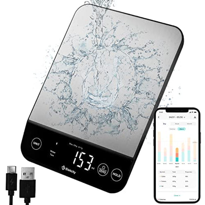 Etekcity 22lb Food Nutrition Scale, Smart Calorie Calculator, Waterproof - color: Stainless Steel with Black Accents