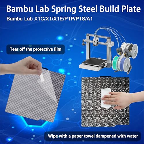 Tinytrees Build Plate for Bambu Lab P1S P2S A1 X1C X1 X1E P1P: Smooth PEI H1H Carbon PET PEO PEY Sheet Bed Plate P1S Build Plate for 3D Printing Hobbyist, 257 X 257mm - style: Dot + Square Grid