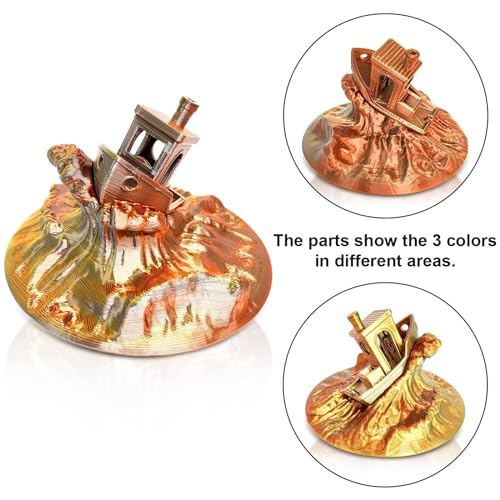 YOUSU 3D Printer Filament Triple Color Silk PLA Filament 1.75mm,Silk PLA Gold Copper Black 3D Printing Filament Bundle, 1kg / 2.2lbs - color: 1-gold/Copper/Black