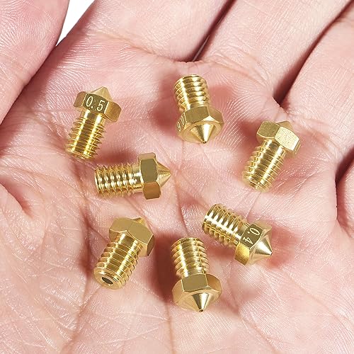 Aokin 8 Pcs 0.5mm Extruder Nozzles 3D Printer Brass Nozzles for E3D V5 V6 1.75mm Filament 3D Printer - color: 0.5mm