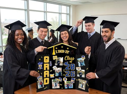 Moon Boat 5 Pack Graduation Decorations 2026 Trifold Poster Boards with Stickers Class of 2026 Grad Party Picture Display Supplies(Blue Gold) - color: Blue Gold