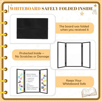 48 x 36 Trifold 3-Panel Display Board with Black Felt Board and Storage Bag - color: White-black, size: 48 x 36inch