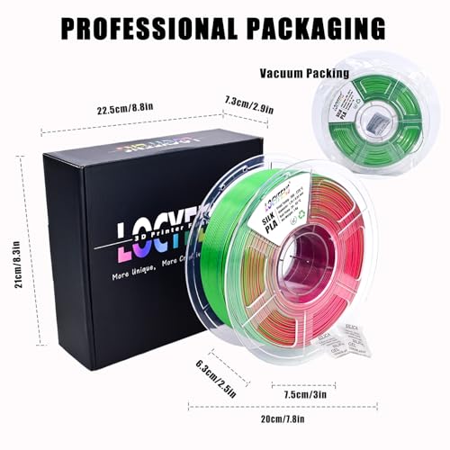 PLA Filament 1.75mm, Silk Rainbow Color PLA Filament, Tri Color 3D Printer Filament Red Blue Green, Fit to AMS, 1kg/Spool - color: Tri-color Red Green Blue