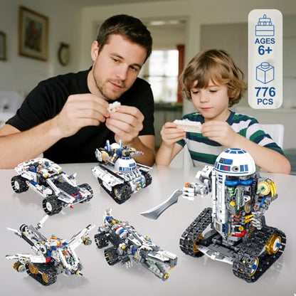 Robot Building Kit for Kids, 5-in-1 App Compatible with Lego Remote Control