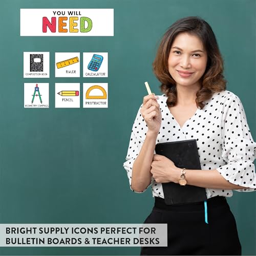 Andaz Press Visual Supply Cards Classroom Poster, You Will Need Visual Supply List for Student Independence, Classroom Directions, Supply Management, DIY 44 Cut Outs Printed on 8.5x11 Cardstock - color: Visual Supply Cards Sign