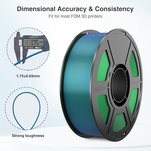 2-Pack Dual Color Silk PLA Filament 1.75mm, Bluegreen-BlueRoseRed - color: 2×1kg Blue Green+blue Rose Red