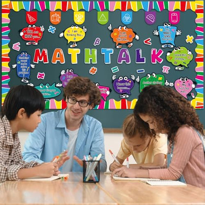 Honoson 54 Pcs Math Bulletin Board Set, Math Talk Bulletin Boards, Colorful - style: Colorful