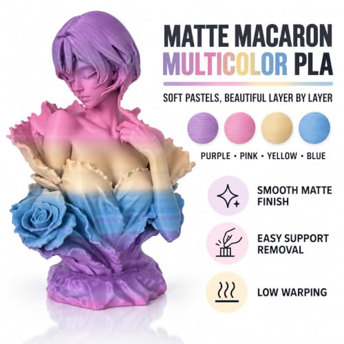 PLA 3D Printer Filament 1.75mm,Matte Rainbow pla Filament,Multi Color,Net Weight 1kg(2.2lbs) - style: PLA-Matte-Palette