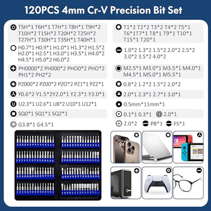 XOOL 200 in 1 Precision Screwdriver Kit, Electronics Repair Tool Magnetic Driver Kit with 164 Bits, Flexible Shaft, Extension Rod for Computer, iPhone, Laptop, PC, PS4, Xbox, Nintendo - color: Blue