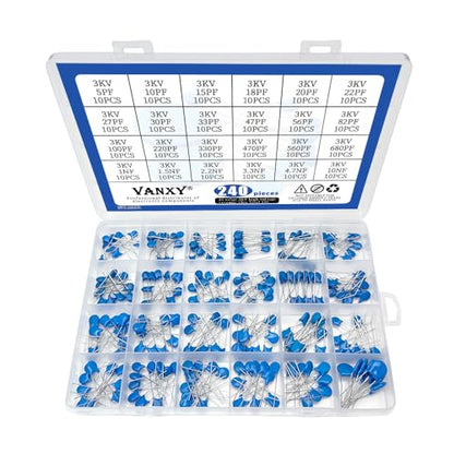 24Values 3KV 5pF to 10nF High Voltage DIP Ceramic Disc Capacitor Kit