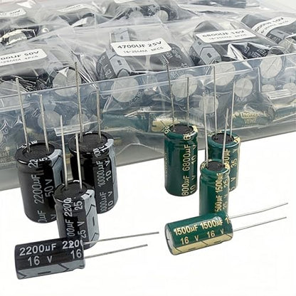 25 Values Aluminum Electrolytic Capacitor Kit 1000uF-10000uF - style: 1000uF-10000uF 180pcs