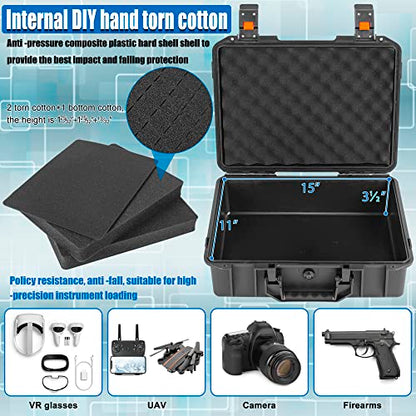 TORIBIO Hard Carrying Case with Foam, Shockproof Storage Box 16"x12"x4" - size: 16" x 12" x 4"