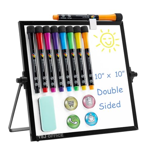TSJ OFFICE Small White Board - 10 X 10 Inches Black Framed Dry Erase Board - color: Black, size: 10"W x 10"H