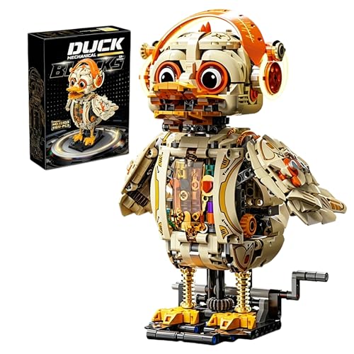 Mechanical Duck Building Blocks Set, STEM Rotating with Moving Wings - color: Duck