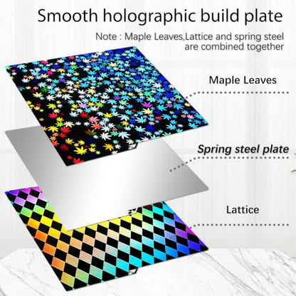 264x276mm Kobra 4/ Kobra S1/Kobra X Build Plate for Anycibic Kobra X/Kobra 4/Kobra S1 Combo 3D Printers,Double Sided Grid & Maple Leaf Heated Bed Flexible Removable Spring Steel Sheet Easy to Remove - style: Maple Leaves+Lattice