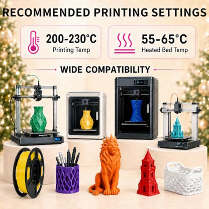 8 Colors PLA+ 3D Printer Filament Bundle, 8 Pack 250g Spool, High-Speed & Strong Toughness,Ideal as Birthday Gift - White + Red + Orange + Blue + Yellow + Green + Purple + Turquoise - color: Pla+ 250g*8- Jade White/Red/Pumpkin Orange/Green/Blue/Yellow/Tur