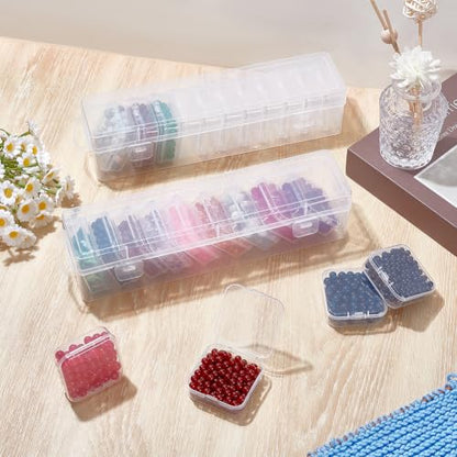 CRAFTYMELODY 26Pcs Bead Organizer Box Plastic Storage Cases Mini Clear Bead Storage Containers Square Transparent Boxes with Hinged Lid for Bracelet Making DIY Jewelry Craft Supply Nail