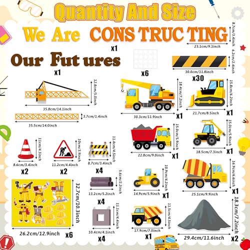 TICIAGA Construction Classroom Bulletin Board Set - 85PCS We are Constructing Our Futures Vehicle Chalkboard Wall Decor, Back to School Construction Motivational Display for Kindergarten Elementary - style: Engineering
