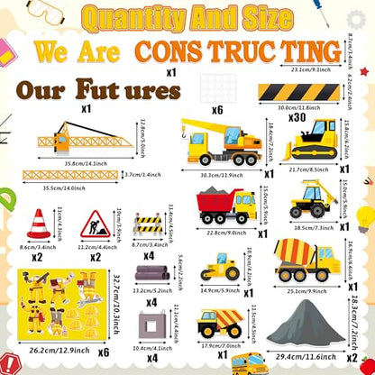 TICIAGA Construction Classroom Bulletin Board Set - 85PCS We are Constructing Our Futures Vehicle Chalkboard Wall Decor, Back to School Construction Motivational Display for Kindergarten Elementary - style: Engineering