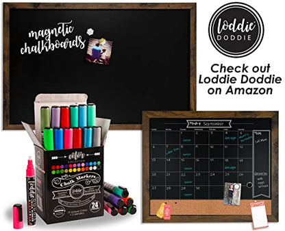 Loddie Doddie Magnetic Chalkboard for Wall, Menu Board, Rustic Frame, 18x22 - color: Rustic Frame, size: 18"W x 22"H
