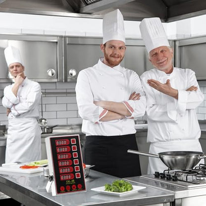 QWORK Kitchen Timers for Cooking – 6 Channel Commercial Kitchen Timer with Ultra-Loud Alarm, LED Display, No Battery Needed, for Restaurants and Catering