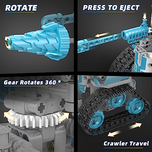 STEM Robot for Kids Ages 8-12, 5-in-1 Remote Control and APP Programmable Robot Toys DIY Building Science Educational Kit, Building Block Birthday Gift for Teen Boys Girls