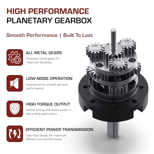 12V DC 200RPM Planetary Gear Motor, High Torque Electric Motor, 36mm Diameter Gearbox, 6mm D-Shaft, Low Noise Speed Reduction Geared Motor (12V, 200 RPM - 6mm Shaft) - size: 200 RPM - 6mm Shaft