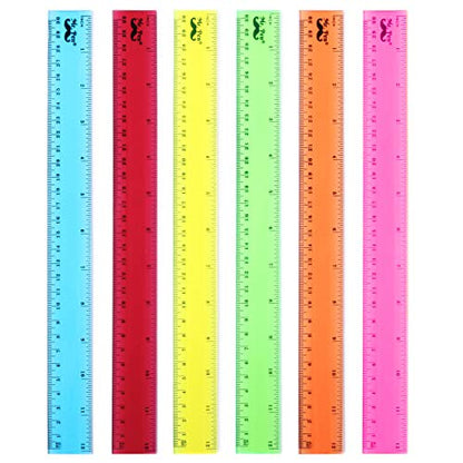 Mr. Pen- Plastic Rulers, 12 Inch, 6 Pack, Assorted Colors