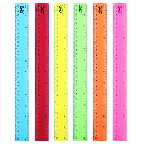 Mr. Pen- Plastic Rulers, 12 Inch, 6 Pack, Assorted Colors