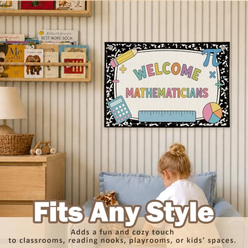 Math Classroom Decor Canvas Wall Hanging Banner - color: 04-Welcome Mathematicians - Math Icons