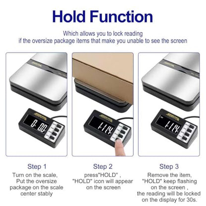 ACCUTECK 8680 High Capacity 150Lbs High Accuracy 0.1OZ Digital Postal Scale with Remote Display, Batteries and USB Cable and AC Adapter Included (Stainless Steel) - color: Stainless Steel